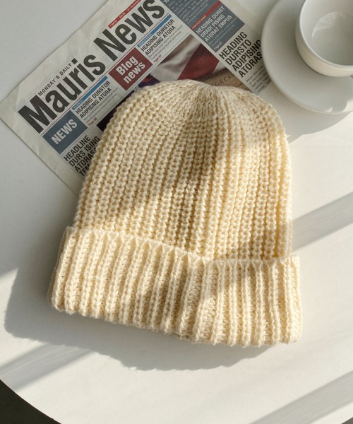 MYMOOD.（マイムード）の「シンプルニットキャップ ニット帽 ビーニー（ニットキャップ/ビーニー・レディース・ブラック/アイボリー/グレー・FREE）」の7枚目の写真