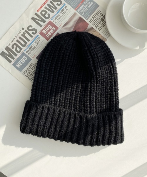 MYMOOD.（マイムード）の「シンプルニットキャップ ニット帽 ビーニー（ニットキャップ/ビーニー・レディース・ブラック/アイボリー/グレー・FREE）」の6枚目の写真