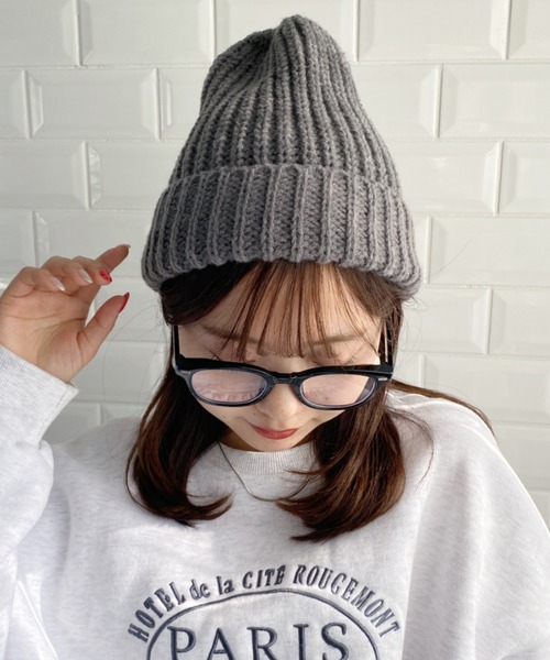 MYMOOD.（マイムード）の「シンプルニットキャップ ニット帽 ビーニー（ニットキャップ/ビーニー・レディース・ブラック/アイボリー/グレー・FREE）」の10枚目の写真