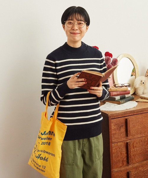 CHILD WOMAN（チャイルドウーマン）の「コッツウォルズ総針マリンボーダー プルオーバー（ニット/セーター・レディース・ネイビー/イエロー・FREE）」の7枚目の写真