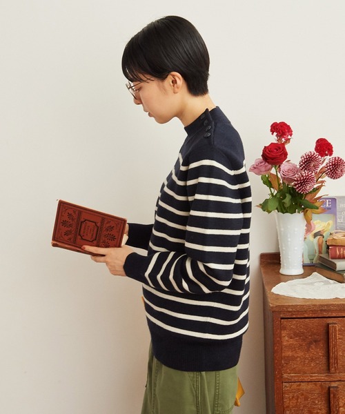 CHILD WOMAN（チャイルドウーマン）の「コッツウォルズ総針マリンボーダー プルオーバー（ニット/セーター・レディース・ネイビー/イエロー・FREE）」の8枚目の写真