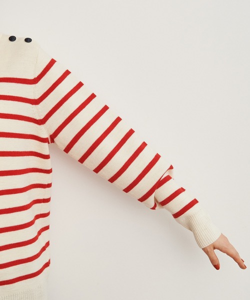 CHILD WOMAN（チャイルドウーマン）の「コッツウォルズ総針マリンボーダー プルオーバー（ニット/セーター・レディース・ネイビー/イエロー・FREE）」の21枚目の写真