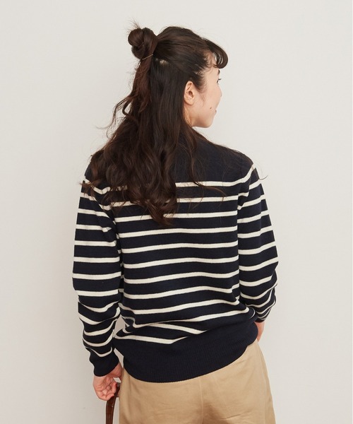 CHILD WOMAN（チャイルドウーマン）の「コッツウォルズ総針マリンボーダー プルオーバー（ニット/セーター・レディース・ネイビー/イエロー・FREE）」の12枚目の写真