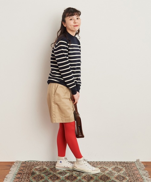 CHILD WOMAN（チャイルドウーマン）の「コッツウォルズ総針マリンボーダー プルオーバー（ニット/セーター・レディース・ネイビー/イエロー・FREE）」の15枚目の写真