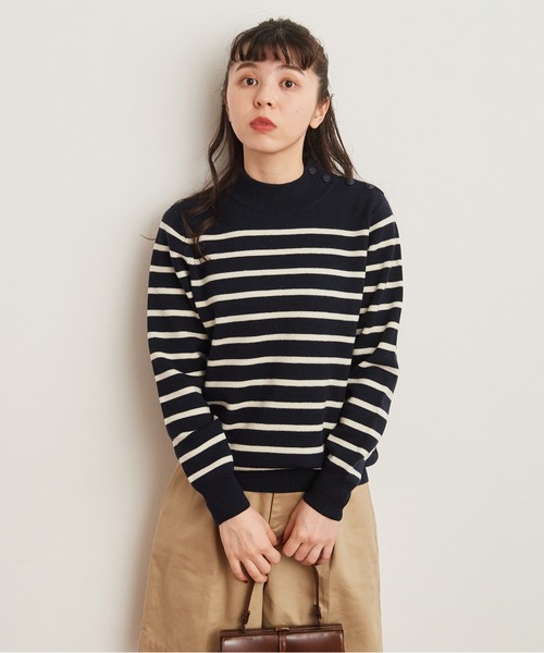 CHILD WOMAN（チャイルドウーマン）の「コッツウォルズ総針マリンボーダー プルオーバー（ニット/セーター・レディース・ネイビー/イエロー・FREE）」の11枚目の写真