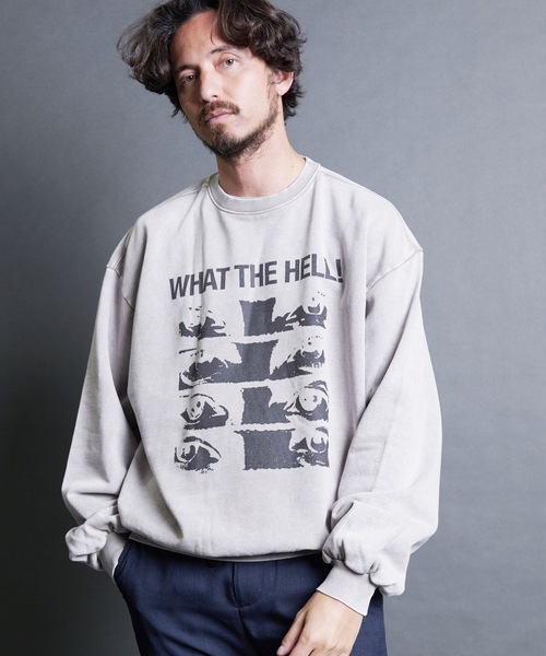 【セール】【SELECT】IR:'WHAT THE HELL'硫化染め裏毛プリントクルースウェット L/S（スウェット）｜Magine（マージン）