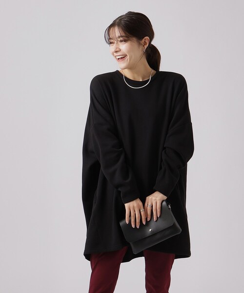 SHOO・LA・RUE（シューラルー）の「◆【体型カバー】裏地あったか ルーズチュニック【SHOO WARM】（チュニック・レディース・ブルーグリーン/ブラウン系/ブラック/グレー・00）」の17枚目の写真