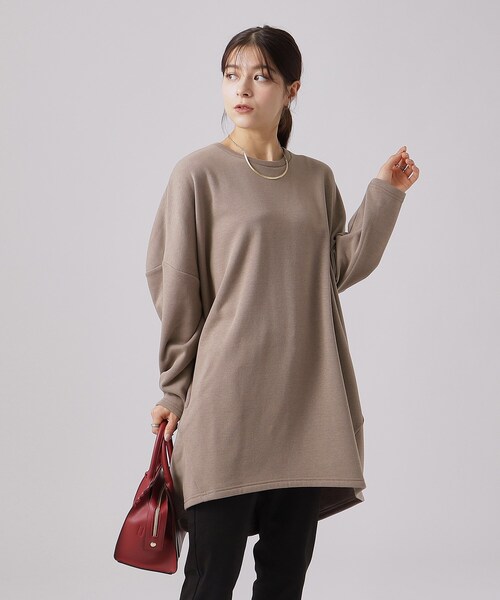 SHOO・LA・RUE（シューラルー）の「◆【体型カバー】裏地あったか ルーズチュニック【SHOO WARM】（チュニック・レディース・ブルーグリーン/ブラウン系/ブラック/グレー・00）」の12枚目の写真