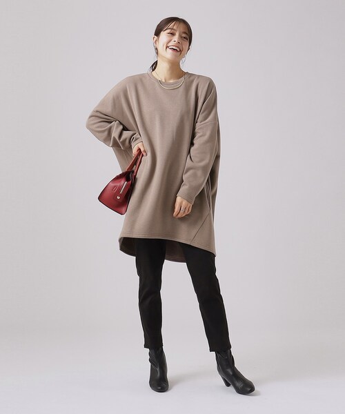SHOO・LA・RUE（シューラルー）の「◆【体型カバー】裏地あったか ルーズチュニック【SHOO WARM】（チュニック・レディース・ブルーグリーン/ブラウン系/ブラック/グレー・00）」の10枚目の写真