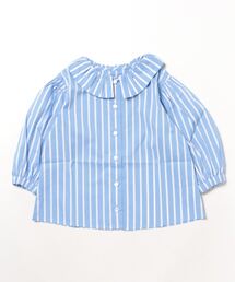 ボールドストライプフリル衿ブラウス