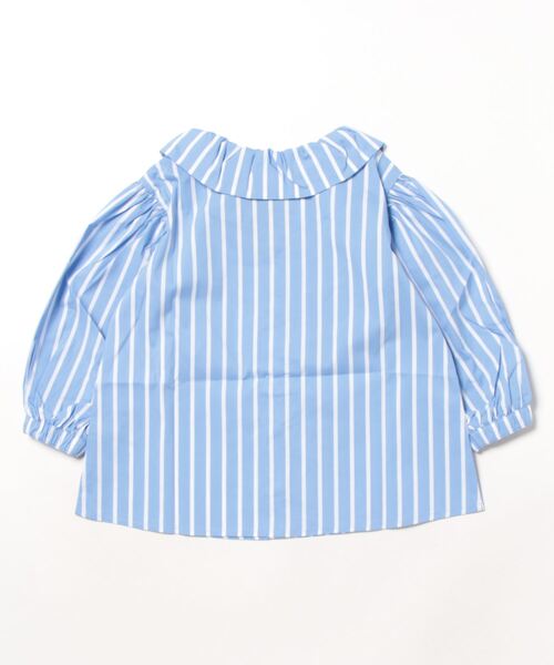 maarook（マルーク）の「ボールドストライプフリル衿ブラウス（シャツ/ブラウス・キッズ・ブルー・120cm/110cm/100cm/130cm）」の2枚目の写真
