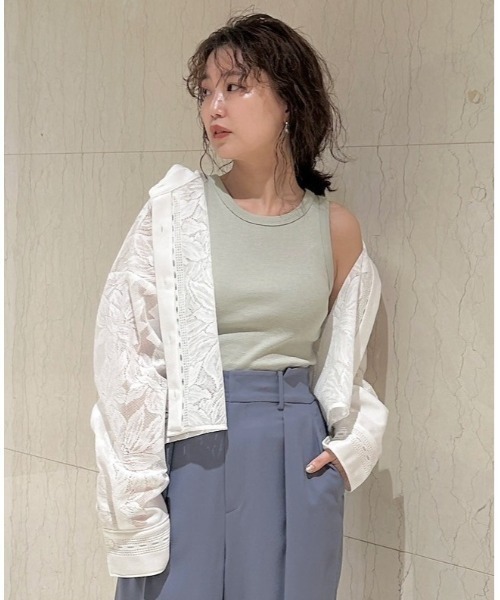 FRAY I.D（フレイアイディー）の「コットンフライスタンクトップ（タンクトップ・レディース・ミント/その他/ブラック/ホワイト・FREE）」の3枚目の写真