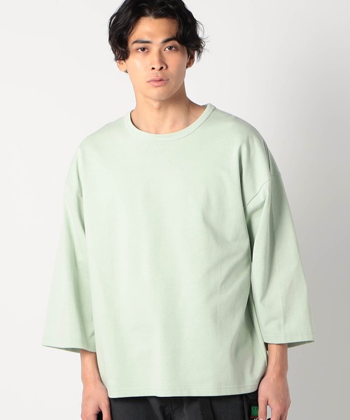 Grand PARK（グランドパーク）の「日本製 デラヴェ天竺7分袖カットソー（Tシャツ/カットソー・メンズ・ブラック/ホワイト/グリーン/ベージュ・FREE）」の4枚目の写真