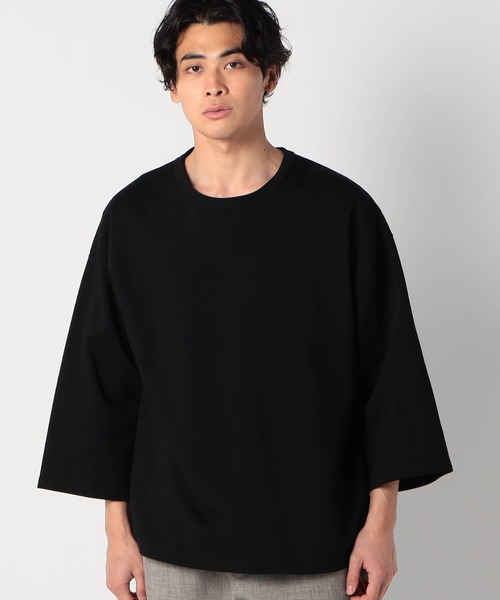 Grand PARK（グランドパーク）の「日本製 デラヴェ天竺7分袖カットソー（Tシャツ/カットソー・メンズ・ブラック/ホワイト/グリーン/ベージュ・FREE）」の3枚目の写真