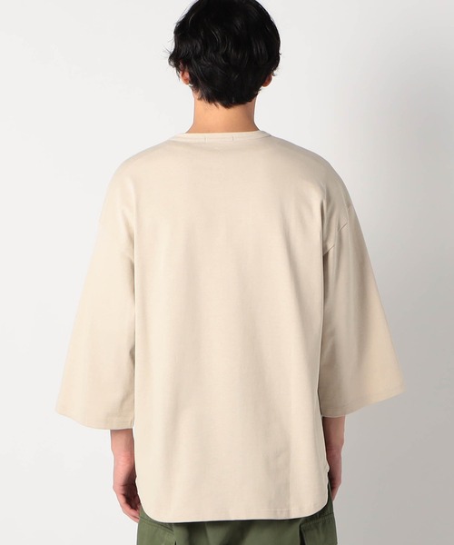 Grand PARK（グランドパーク）の「日本製 デラヴェ天竺7分袖カットソー（Tシャツ/カットソー・メンズ・ブラック/ホワイト/グリーン/ベージュ・FREE）」の6枚目の写真