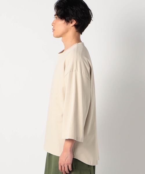 Grand PARK（グランドパーク）の「日本製 デラヴェ天竺7分袖カットソー（Tシャツ/カットソー・メンズ・ブラック/ホワイト/グリーン/ベージュ・FREE）」の7枚目の写真