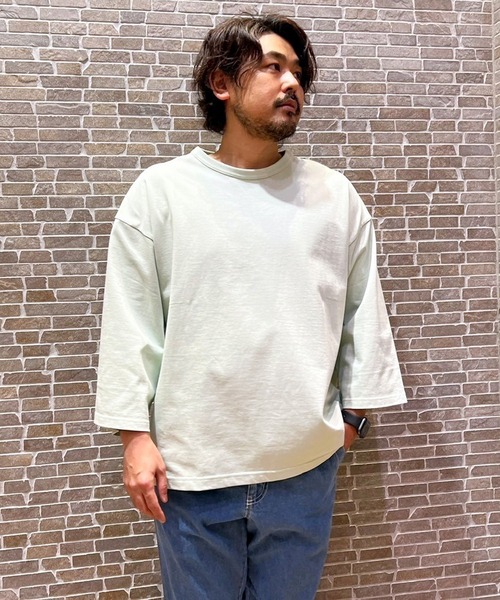 Grand PARK（グランドパーク）の「日本製 デラヴェ天竺7分袖カットソー（Tシャツ/カットソー・メンズ・ブラック/ホワイト/グリーン/ベージュ・FREE）」の15枚目の写真