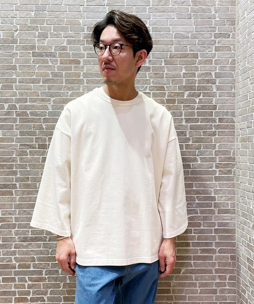 Grand PARK（グランドパーク）の「日本製 デラヴェ天竺7分袖カットソー（Tシャツ/カットソー・メンズ・ブラック/ホワイト/グリーン/ベージュ・FREE）」の18枚目の写真