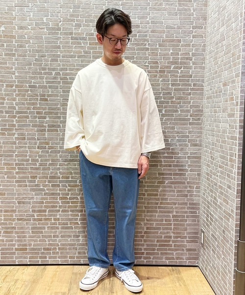 Grand PARK（グランドパーク）の「日本製 デラヴェ天竺7分袖カットソー（Tシャツ/カットソー・メンズ・ブラック/ホワイト/グリーン/ベージュ・FREE）」の19枚目の写真