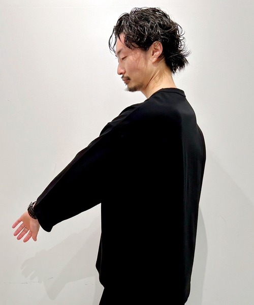 Grand PARK（グランドパーク）の「日本製 デラヴェ天竺7分袖カットソー（Tシャツ/カットソー・メンズ・ブラック/ホワイト/グリーン/ベージュ・FREE）」の22枚目の写真