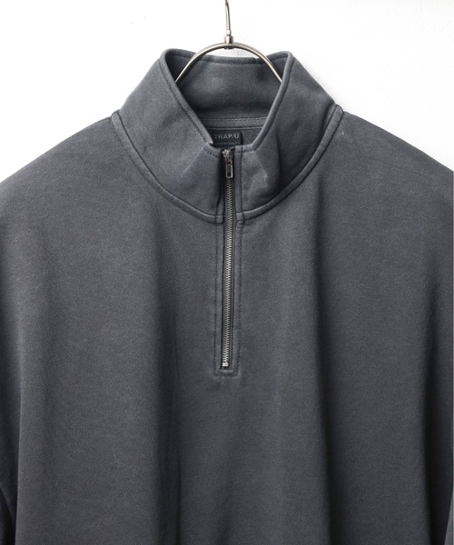 【セール】《ピグメント加工 裏毛ハーフジップハイネックスウェット（スウェット）｜B.I.D.（ビーアイディー）