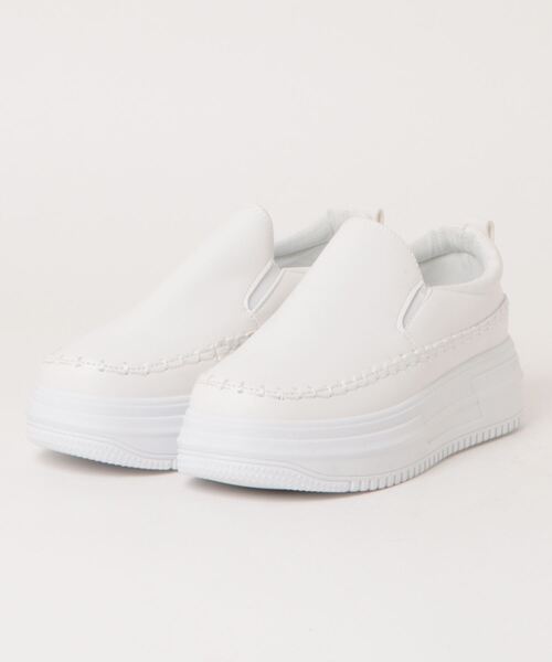 Noubel Voug Relax（ヌーベルヴォーグリラックス）の「ステッチデザイン　ボリュームソール　スリッポンスニーカー（スリッポン・レディース・ホワイト/ブラック/シルバー・S/M/L/LL/3L）」の17枚目の写真