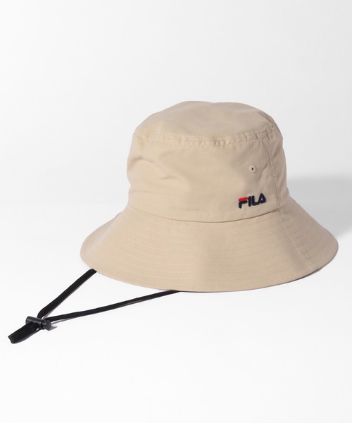 FILA(フィラ)の「【FILA/フィラ】FLW NECK GUARD HAT/ワンポイント刺繍ロゴ ネックガード付 バケットハット(ハット・メンズ・ベージュ/グレー/ライトブルー/ホワイト/ブラック・FREE)」の4枚目の写真