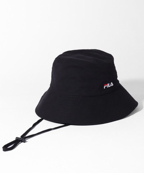 FILA(フィラ)の「【FILA/フィラ】FLW NECK GUARD HAT/ワンポイント刺繍ロゴ ネックガード付 バケットハット(ハット・メンズ・ベージュ/グレー/ライトブルー/ホワイト/ブラック・FREE)」の1枚目の写真