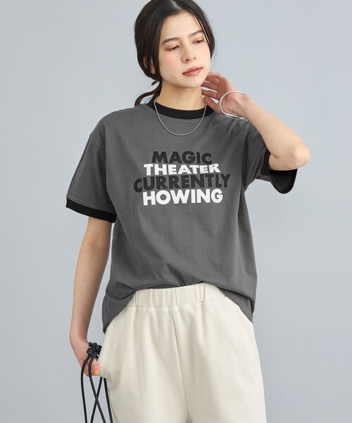 coen(コーエン)の「ロゴプリントリンガーTシャツ(Tシャツ/カットソー・レディース・ダークグレー/ライトグレー/オフホワイト/グレー・M/L)」の4枚目の写真