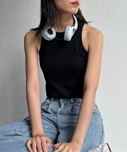 CPCM（シーピーシーエム）の「カップ付きアメスリテレコタンク（タンクトップ・レディース・キナリ/ブラウン/ブラック/オフホワイト/グレー・FREE）」の10枚目の写真