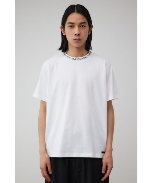 AZUL by moussy(アズールバイマウジー)の「ネックジャガードロゴ半袖Tシャツ(Tシャツ/カットソー・メンズ・ホワイト/ブラック・MEDIUM/LARGE)」の6枚目の写真