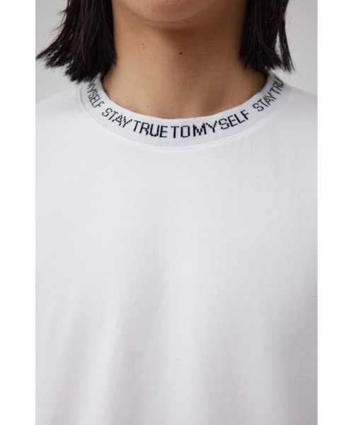 AZUL by moussy(アズールバイマウジー)の「ネックジャガードロゴ半袖Tシャツ(Tシャツ/カットソー・メンズ・ホワイト/ブラック・MEDIUM/LARGE)」の9枚目の写真