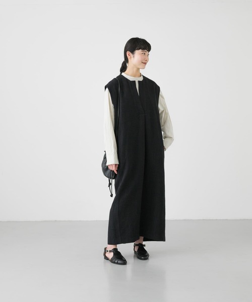 タグ付 【24SS】かぐれ リネンレーヨンスキッパーワンピース 洗える かぐれ - 新品・タグ付き✨24SS かぐれ リネンレーヨン