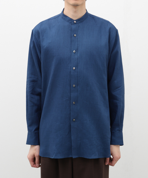 EDIFICE LA BOUCLE（エディフィスラブークル）の「【LA BOUCLE / ラブ―クル】80/1 キャンブリック バンドカラーシャツ（シャツ/ブラウス・メンズ・カーキ/ホワイト/ブルー系その他・LARGE/MEDIUM）」の5枚目の写真