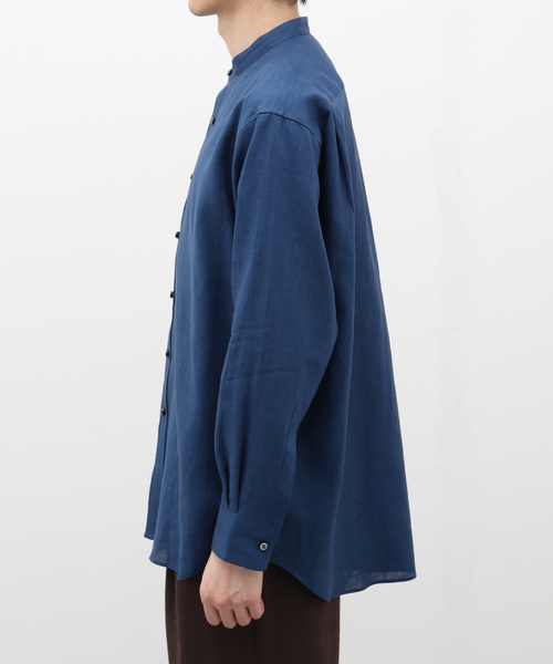 EDIFICE LA BOUCLE（エディフィスラブークル）の「【LA BOUCLE / ラブ―クル】80/1 キャンブリック バンドカラーシャツ（シャツ/ブラウス・メンズ・カーキ/ホワイト/ブルー系その他・LARGE/MEDIUM）」の6枚目の写真