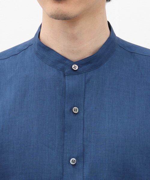 EDIFICE LA BOUCLE（エディフィスラブークル）の「【LA BOUCLE / ラブ―クル】80/1 キャンブリック バンドカラーシャツ（シャツ/ブラウス・メンズ・カーキ/ホワイト/ブルー系その他・LARGE/MEDIUM）」の8枚目の写真