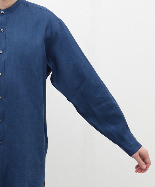 EDIFICE LA BOUCLE（エディフィスラブークル）の「【LA BOUCLE / ラブ―クル】80/1 キャンブリック バンドカラーシャツ（シャツ/ブラウス・メンズ・カーキ/ホワイト/ブルー系その他・LARGE/MEDIUM）」の10枚目の写真