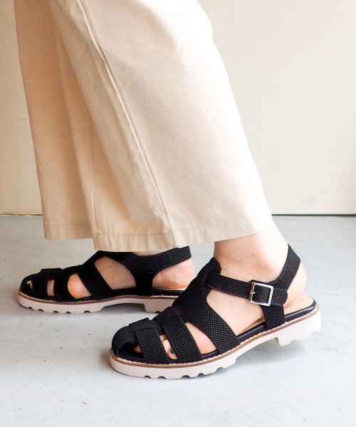 あしながおじさん（アシナガオジサン）の「軽量│ニットグルカサンダル　1310227（サンダル・レディース・ライトグレー/ブラック/ゼブラ・23.0cm/23.5cm/24.0cm/24.5cm/22.5cm）」の14枚目の写真