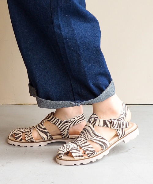 あしながおじさん（アシナガオジサン）の「軽量│ニットグルカサンダル　1310227（サンダル・レディース・ライトグレー/ブラック/ゼブラ・23.0cm/23.5cm/24.0cm/24.5cm/22.5cm）」の7枚目の写真