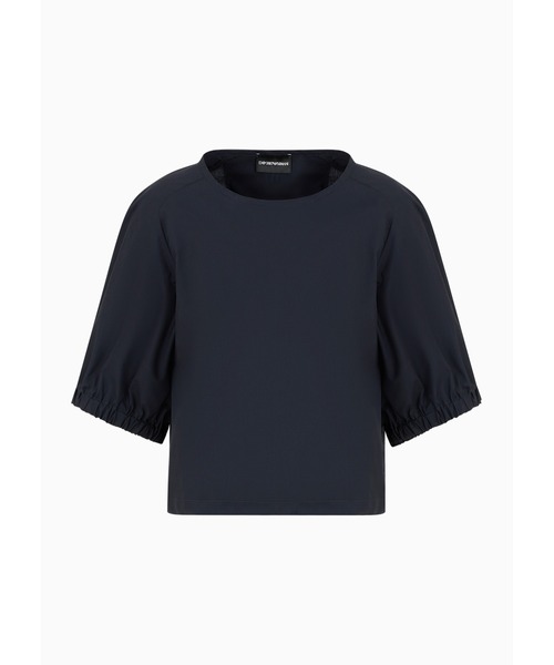 EMPORIO ARMANI（エンポリオアルマーニ）の「【エンポリオ アルマーニ】半袖タイブラウス ポプリン（シャツ/ブラウス・レディース・ネイビー/ホワイト系その他・40/36）」の2枚目の写真