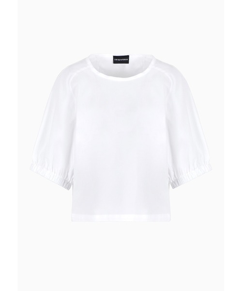 EMPORIO ARMANI（エンポリオアルマーニ）の「【エンポリオ アルマーニ】半袖タイブラウス ポプリン（シャツ/ブラウス・レディース・ネイビー/ホワイト系その他・40/36）」の6枚目の写真