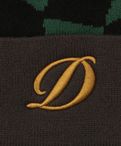 【Dime】 D チェック アクリル カフ ビーニー Dime D Checkered Cuff Beanie / FOREST GREEN (ダイム ニット