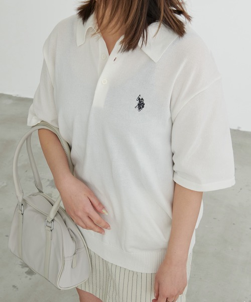 U.S. POLO ASSN.（ユーエスポロアッスン）の「『U.S. POLO ASSN/ユーエスポロアッスン』ニット半袖ポロシャツ（シャツ/ブラウス・メンズ・ブラック/ライトベージュ/ネイビー/インディゴブルー/モカ/オフホワイト・M/L）」の2枚目の写真