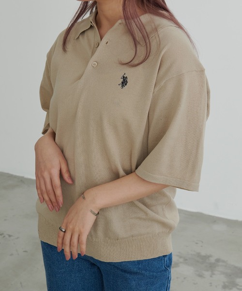 U.S. POLO ASSN.（ユーエスポロアッスン）の「『U.S. POLO ASSN/ユーエスポロアッスン』ニット半袖ポロシャツ（シャツ/ブラウス・メンズ・ブラック/ライトベージュ/ネイビー/インディゴブルー/モカ/オフホワイト・M/L）」の4枚目の写真
