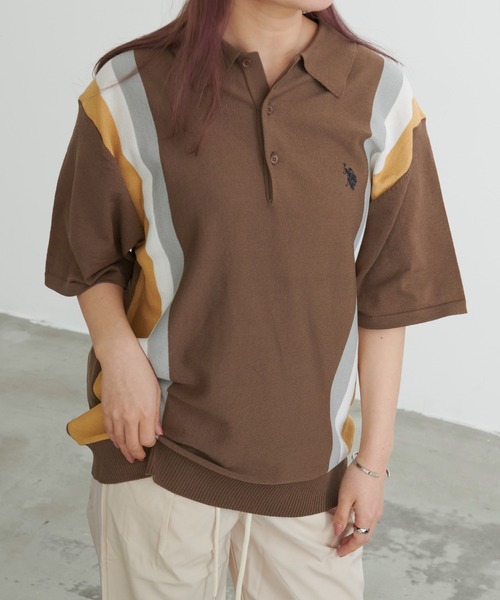 U.S. POLO ASSN.（ユーエスポロアッスン）の「『U.S. POLO ASSN/ユーエスポロアッスン』ニット半袖ポロシャツ（シャツ/ブラウス・メンズ・ブラック/ライトベージュ/ネイビー/インディゴブルー/モカ/オフホワイト・M/L）」の10枚目の写真