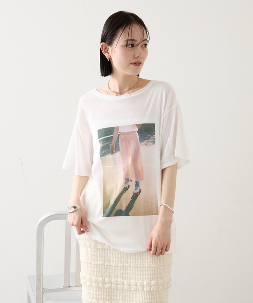 mystic（ミスティック）の「【3色展開】シアーフォトＴシャツ（Tシャツ/カットソー・レディース・ピンク/ブラック系その他/ブラック系その他2・FREE）」の3枚目の写真