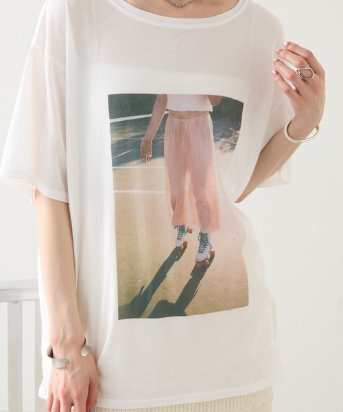 mystic（ミスティック）の「【3色展開】シアーフォトＴシャツ（Tシャツ/カットソー・レディース・ピンク/ブラック系その他/ブラック系その他2・FREE）」の14枚目の写真