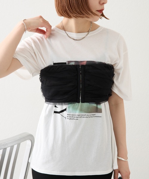 mystic（ミスティック）の「【3色展開】シアーフォトＴシャツ（Tシャツ/カットソー・レディース・ピンク/ブラック系その他/ブラック系その他2・FREE）」の8枚目の写真