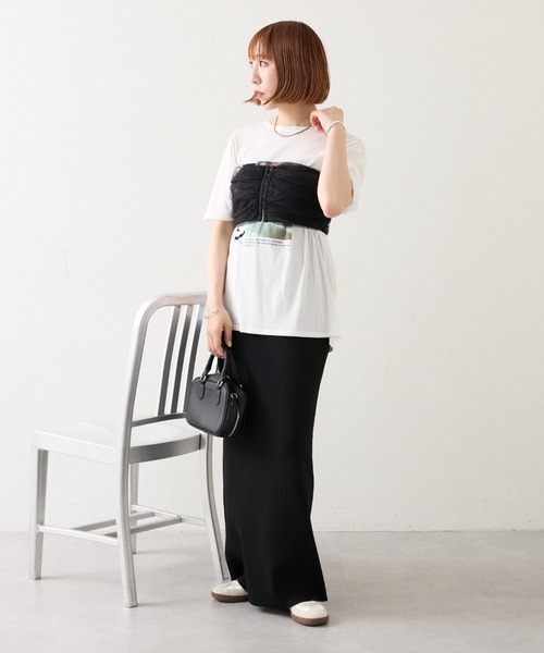 mystic（ミスティック）の「【3色展開】シアーフォトＴシャツ（Tシャツ/カットソー・レディース・ピンク/ブラック系その他/ブラック系その他2・FREE）」の6枚目の写真