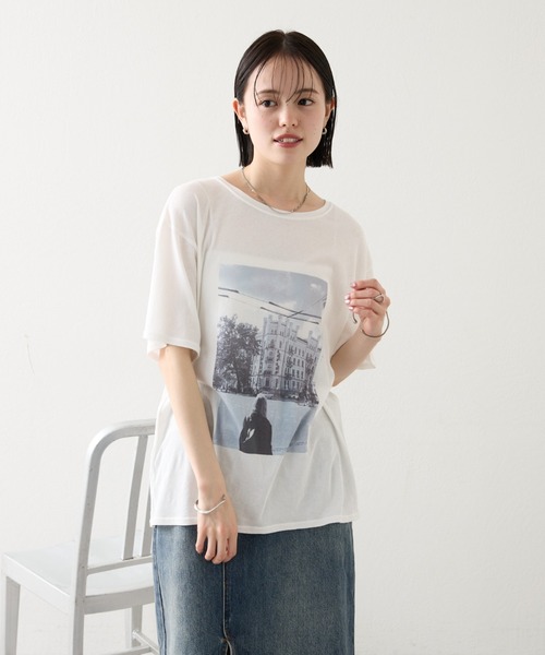 mystic（ミスティック）の「【3色展開】シアーフォトＴシャツ（Tシャツ/カットソー・レディース・ピンク/ブラック系その他/ブラック系その他2・FREE）」の4枚目の写真